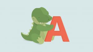 A for alligator fra Bogstavzoo
